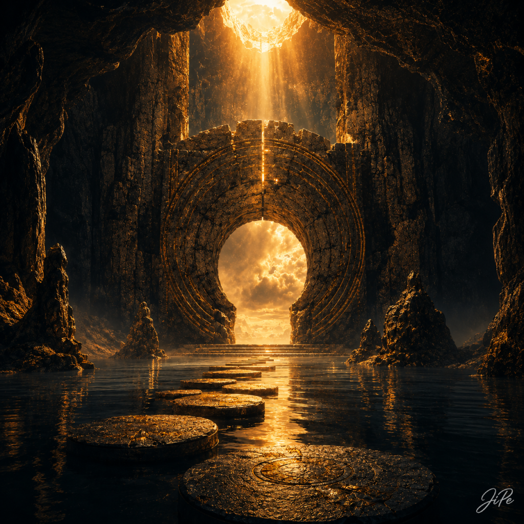 Ancient Portal in a Cavernous Abyss