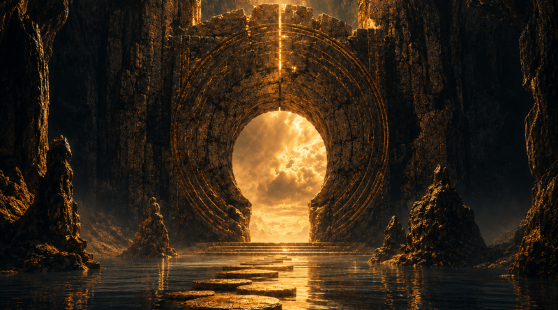 Ancient Portal in a Cavernous Abyss