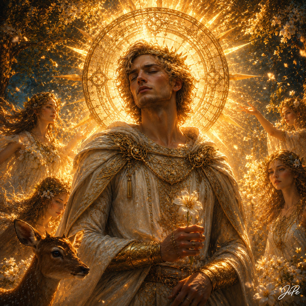 Baldr's Sacred Moment in a Golden Forest Glade