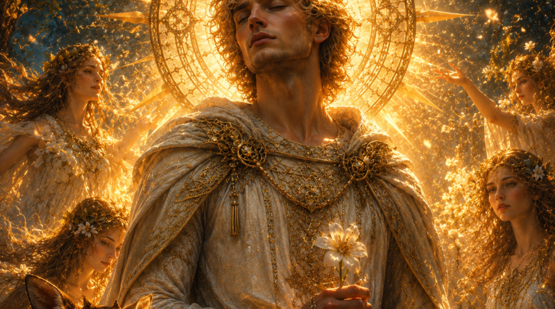 Baldr's Sacred Moment in a Golden Forest Glade