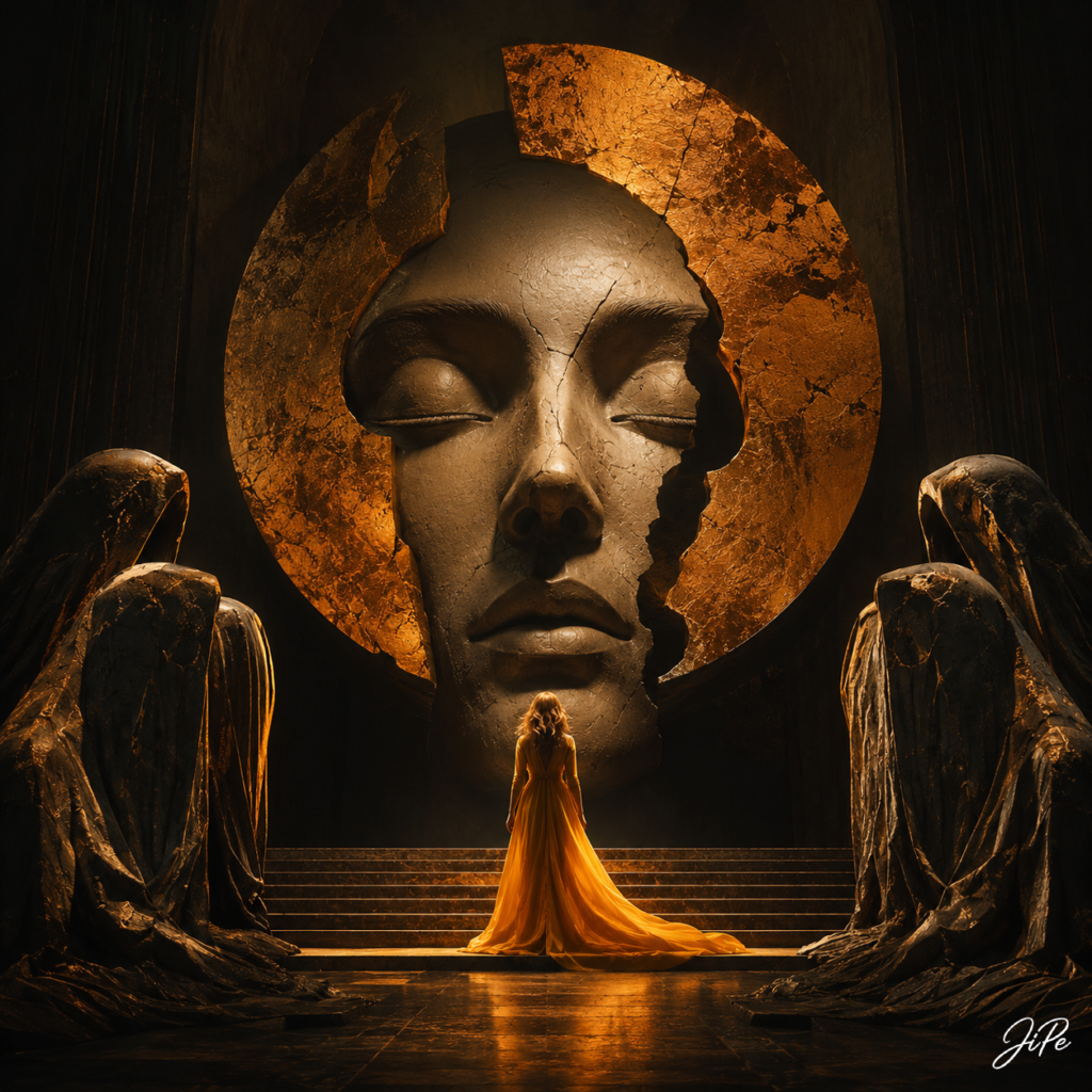 Figure Before the Colossal Mask