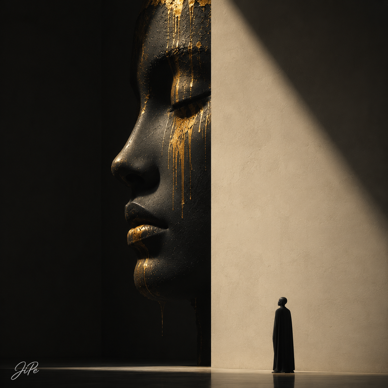 The Colossal Face in Shadow and Light