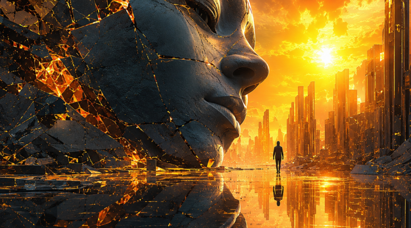 The Lost Statue at Sunset
