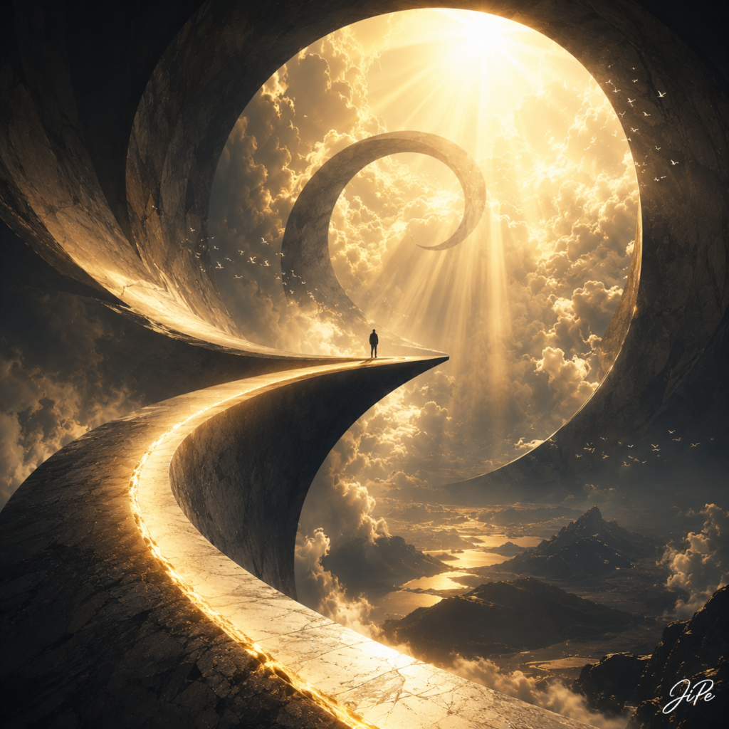 Ethereal Spiral Under Golden Light