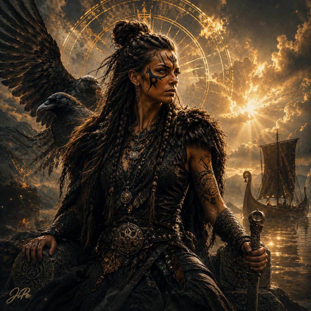 She Walks Beneath the Raven Sky