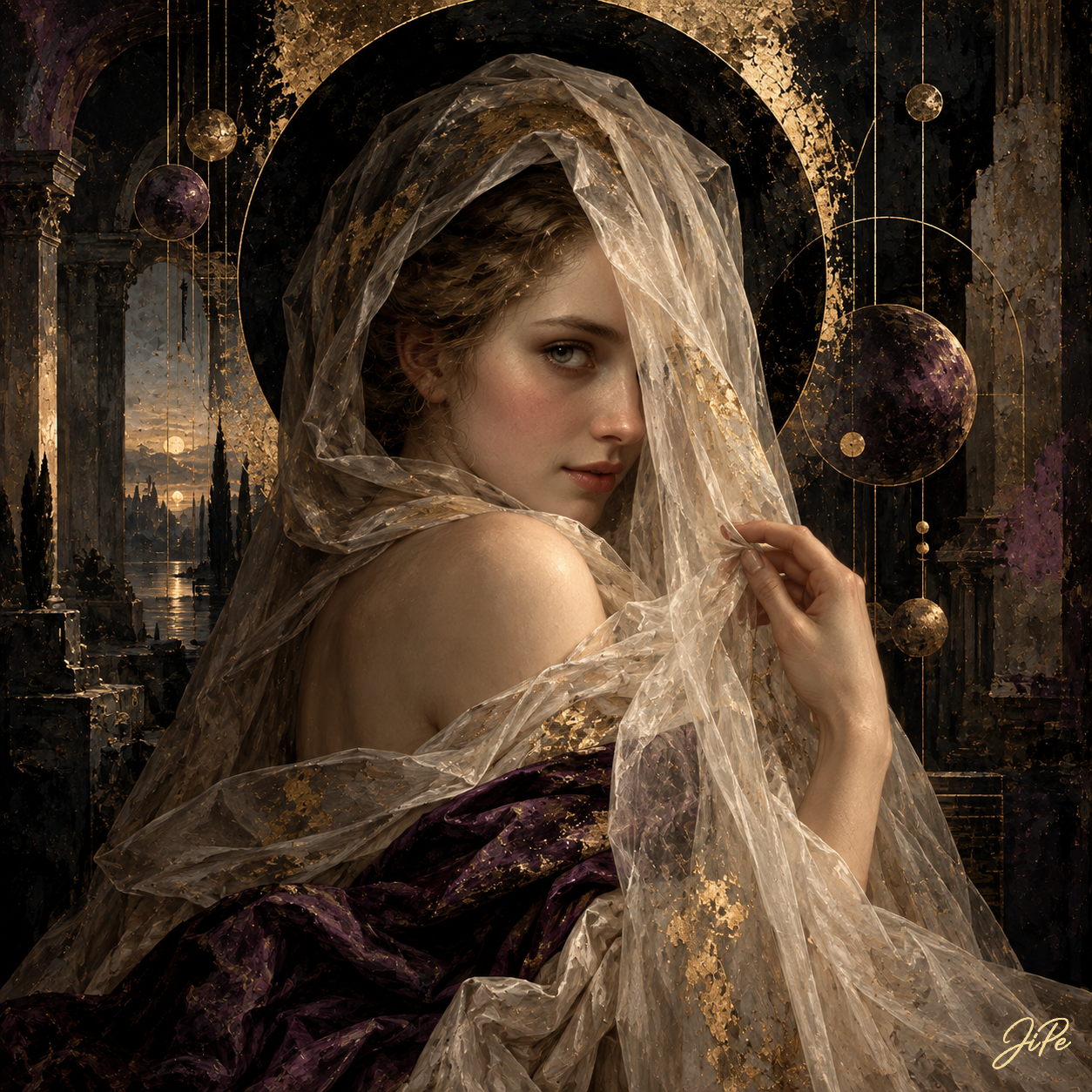 The Lady with the Veil (After Alexander Roslin)