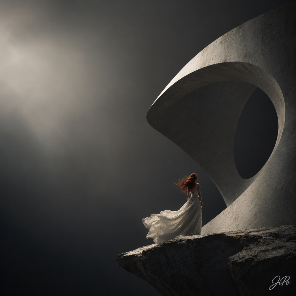 The Solitary Woman by the Great Structure
