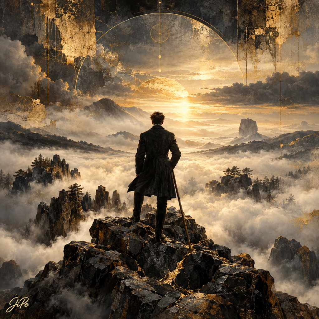 The Wanderer Above a Sea of Mist (After Caspar David Friedrich)