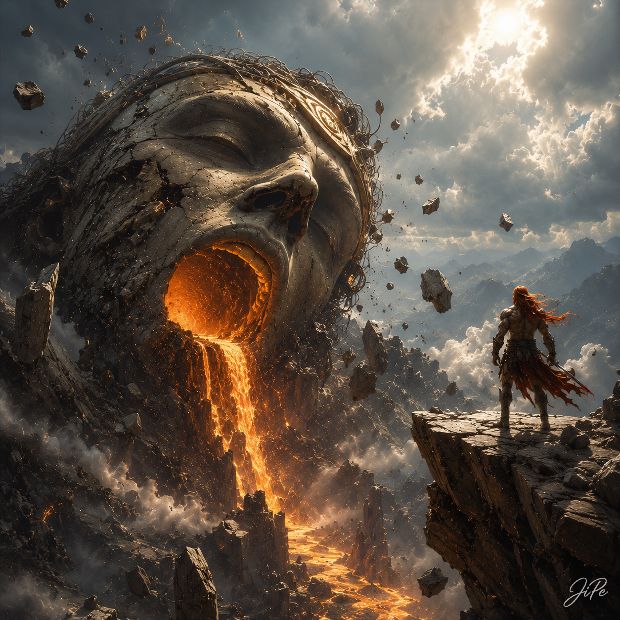 The Warrior Beside the Fallen Giant's Skull